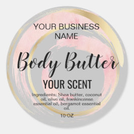 Adesivo Redondo manteiga de corpo dourado pincel clássico rosa