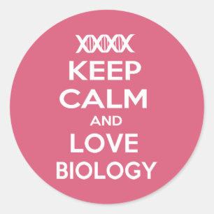 Adesivo Redondo Mantenha a calma e a biologia do amor