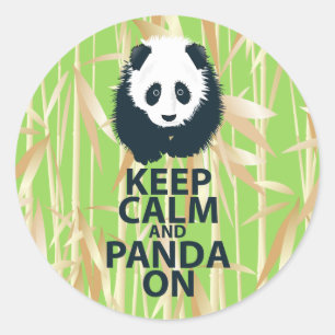 Adesivo Redondo Mantenha a calma e a panda no presente original do
