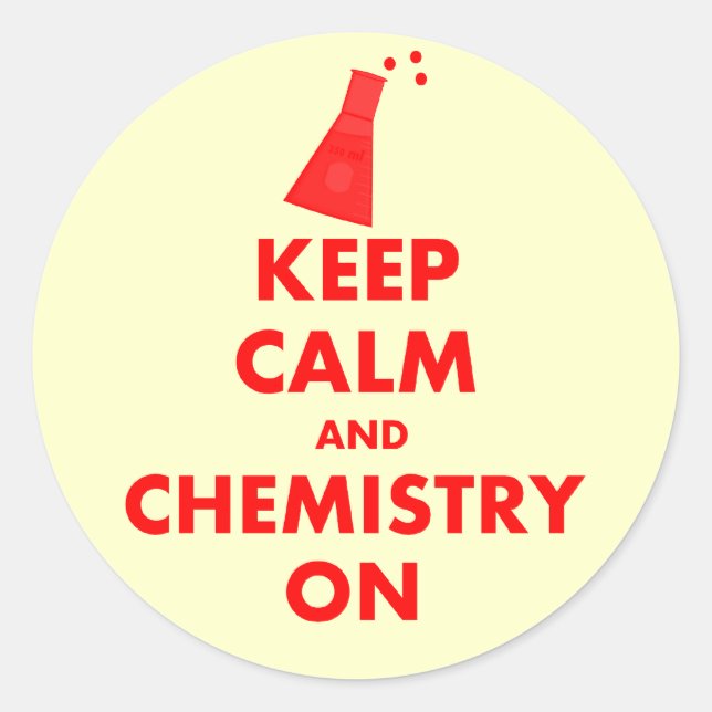 Adesivo Redondo Mantenha a calma e a química nos presentes (Frente)
