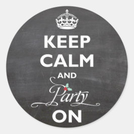 Adesivo Redondo Mantenha a Calma e Continue a Festa Quadro de Giz 
