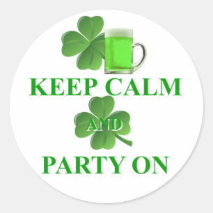 Adesivo Redondo mantenha a calma e festejar ligado