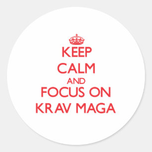 Adesivo Redondo Mantenha a calma e o foco em Krav Maga