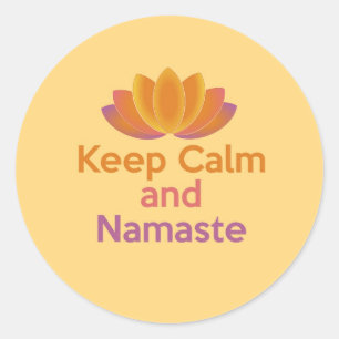 Adesivo Redondo Mantenha a calma e o Namaste - a ioga, relaxa, zen