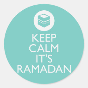 Adesivo Redondo mantenha a calma sua ramadan-turquesa