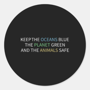 Adesivo Redondo Mantenha A Proteção Ambiental Azul Dos Oceanos,