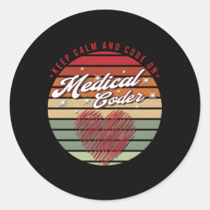 Adesivo Redondo Mantenha Calma E Código No Codificador Médico