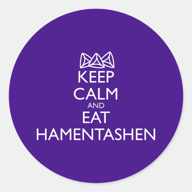 ADESIVO REDONDO MANTENHA CALMA E COMA HEMENTASHEN (Frente)