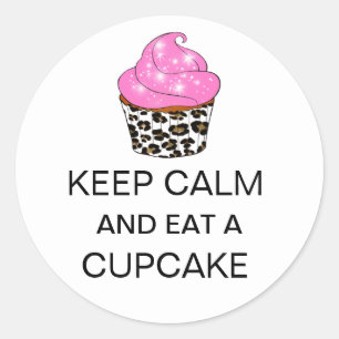 ADESIVO REDONDO MANTENHA CALMA E COMA UM CUPCAKE