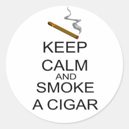 Adesivo Redondo Mantenha Calma E Fumar Um Cigarro