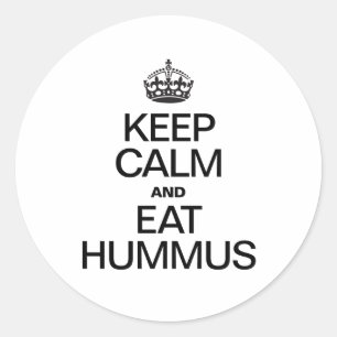 ADESIVO REDONDO MANTENHA CALMO E COMA HUMMUS