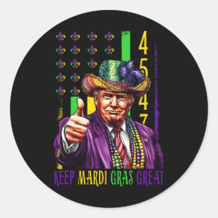 Adesivo Redondo Mantenha Mardi Gras Excelente Engraçado Trump Mard