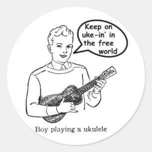 Adesivo Redondo Mantenha no uke-in o mundo livre (o Ukulele)