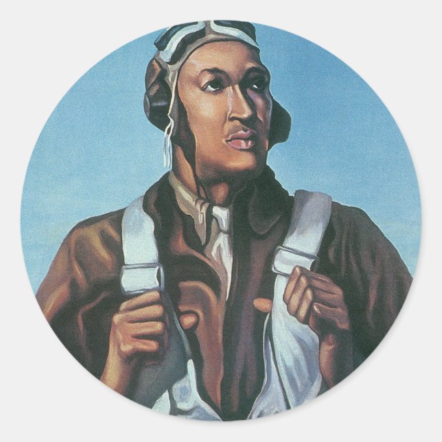 Adesivo Redondo Mantenha-Nos Voando ~ Avião Tuskeege (Frente)