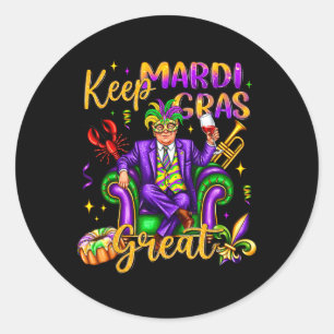 Adesivo Redondo Mantenha o Carnaval de Excelente do Mardi Gras Eng
