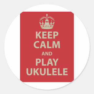 Adesivo Redondo Mantenha o Ukulele da calma e do jogo