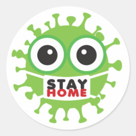 Adesivo Redondo Mantenha o vírus doméstico com máscara