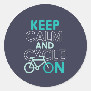 Adesivo Redondo Mantenha-se calmo e faça ciclismo engraçado para c