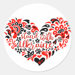 Adesivo Redondo Mantenha-se firme com a Ucrânia, com as letras e o