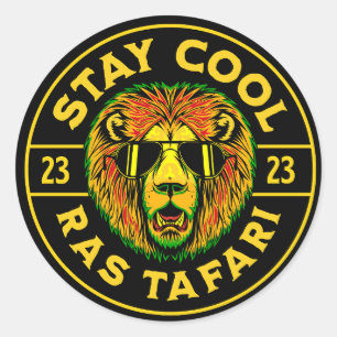 Adesivo Redondo Mantenha-se Legal Ras Tafari Botão Sticker