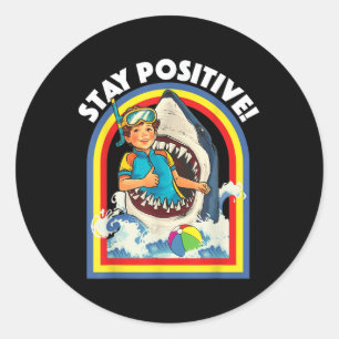 Adesivo Redondo Mantenha-Se Positivo - Pavimento De Tubarão - Vida