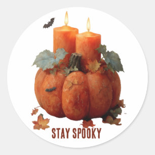 Adesivo Redondo Mantenha Spooky Pumpkin com Velas