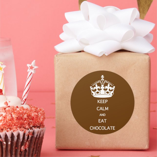 ADESIVO REDONDO MANTER CALMA COMER CHOCOLATE (Festa)