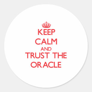 Adesivo Redondo Manter Calmo e Confiar no Oracle
