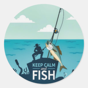 Adesivo Redondo Manter Calmo e Peixe: Abraçando Tranquilidade na N
