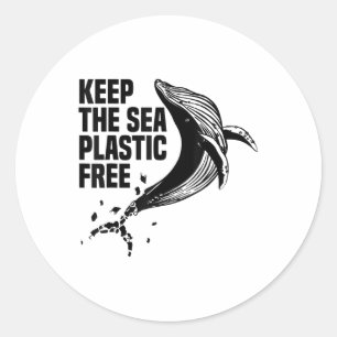 Adesivo Redondo Manter O Mar Sem Plástico Proteção Ambiental