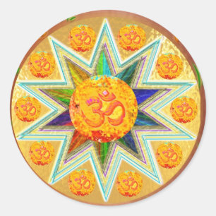 Adesivo Redondo Mantra de OM: CANTO GAYATRI alto, no coração