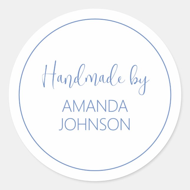 Adesivo Redondo Manual Azul Personalizado Por (Frente)