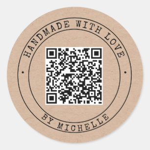 Adesivo Redondo Manuscrito com amor elegante kraft Classic Ro