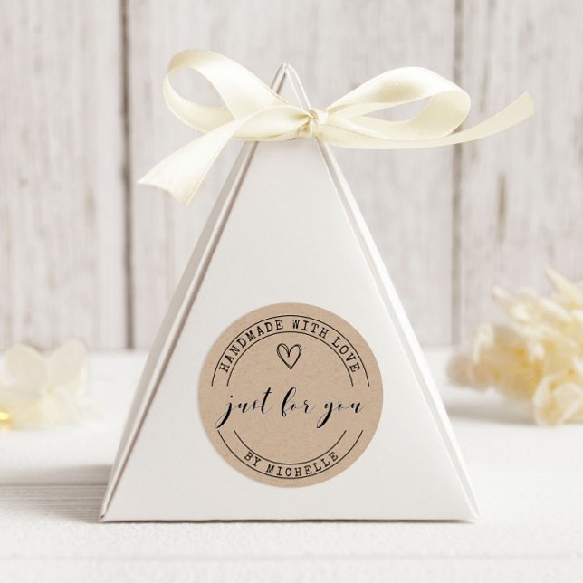 Adesivo Redondo Manuscrito Com Amor, Kraft Personalizado Sticker (Criador carregado)