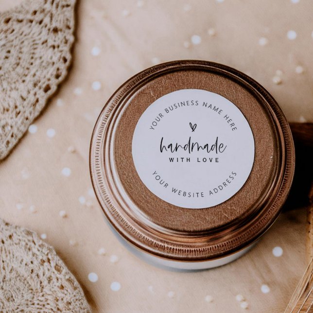 Adesivo Redondo Manuscrito com Love Small Business Artesanato Stic (Criador carregado)