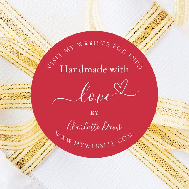 Adesivo Redondo Manuscrito com nome vermelho (Criador carregado)