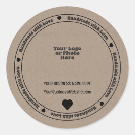Adesivo Redondo Manuscrito com o Love Business Kraft Paper