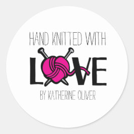 Adesivo Redondo Manuscrito com tricô para presentes