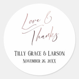 Adesivo Redondo Manuscrito Dourado de Rosa Elegante e Obrigado