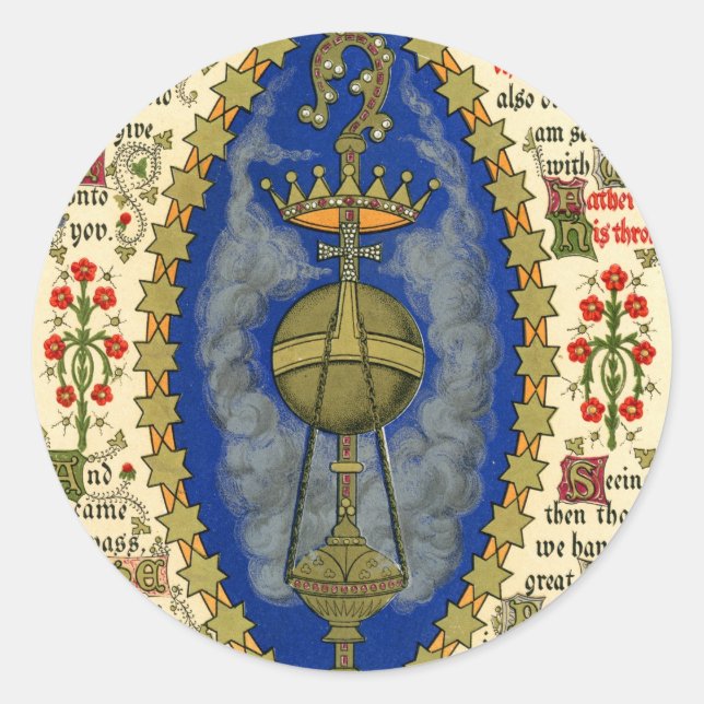 Adesivo Redondo Manuscrito iluminado para dia de ascensão (Frente)