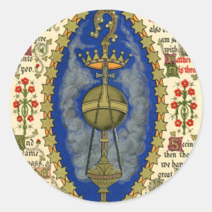 Adesivo Redondo Manuscrito iluminado para dia de ascensão