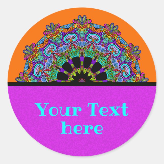 Adesivo Redondo Manuscrito Mandala Relógio Face 24 (Frente)