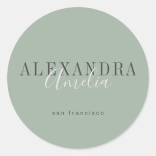 Adesivo Redondo Manuscrito minimalista Boho Sage — negócios person