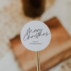 Adesivo Redondo Manuscrito Moderno Minimalista Feliz Natal