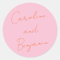 Manuscrito Moderno Pink e Laranja de Casamento