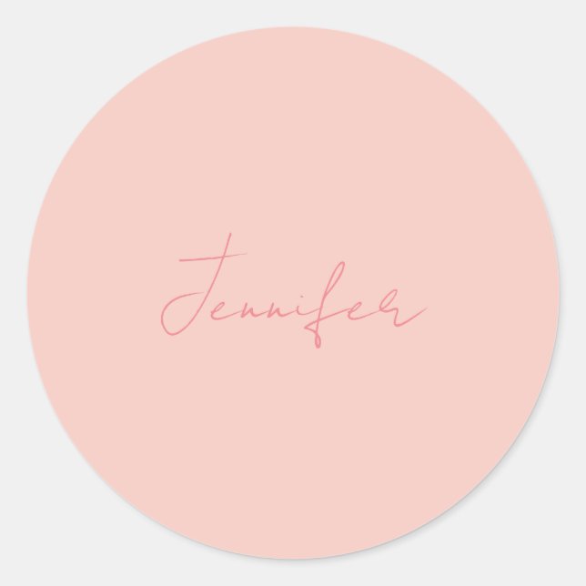 Adesivo Redondo Manuscrito Moderno Simples Seu Nome (Frente)