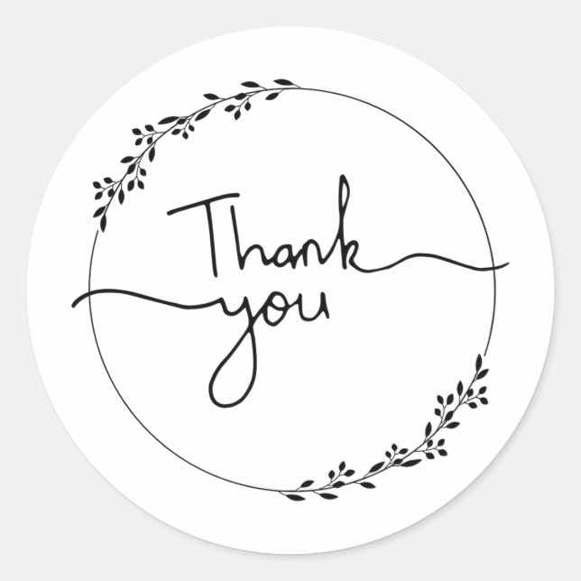 Adesivo Redondo Manuscrito Obrigado Sticker (Frente)