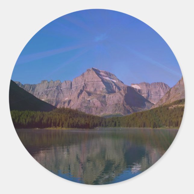 Adesivo Redondo Many Glacier in Glacier National Park, Montana (Frente)