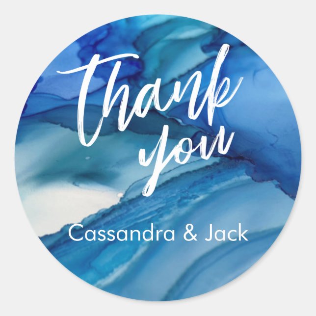 Adesivo Redondo Mão Colar Abstrato de Arte Verde Azul (Frente)