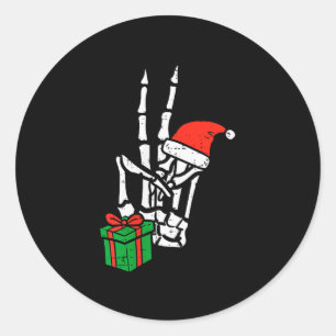 Adesivo Redondo Mão de Esqueleto de Natal Paz Cket Natal Homens Mu